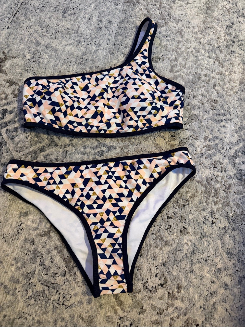 Cupshe White Bikini Bottom with Navy Trim